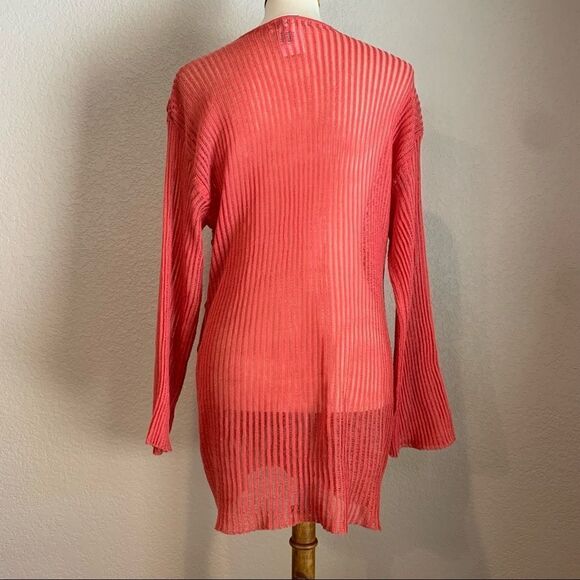 VTG Coral Sheer Floral Overlay Sweater OS Sonia - Picture 6 of 16